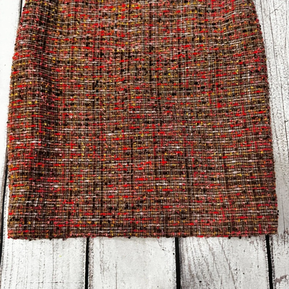 J.Crew Tweed Pencil Skirt Size 00 Brown Red Textured Career‎ Classic